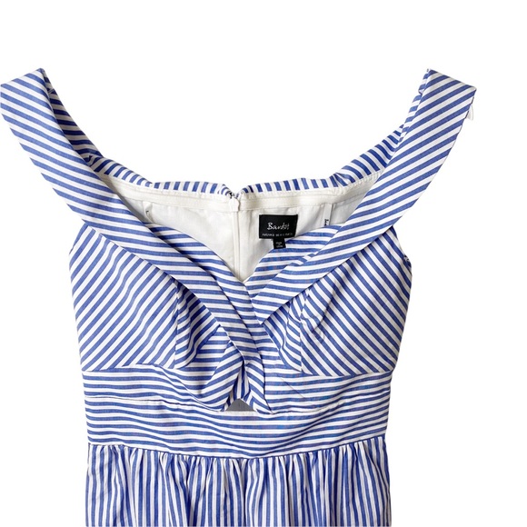 Bardot Blue & White Striped Peplum Top Size 4/XS - Picture 3 of 7